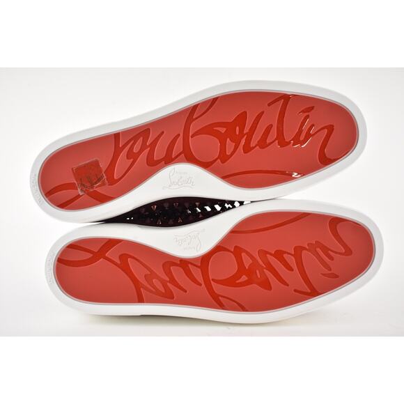 Christian Louboutin Mens Louis Flat Spike Prunus Red Mix High Top Sneaker 45 12 - Picture 12 of 12